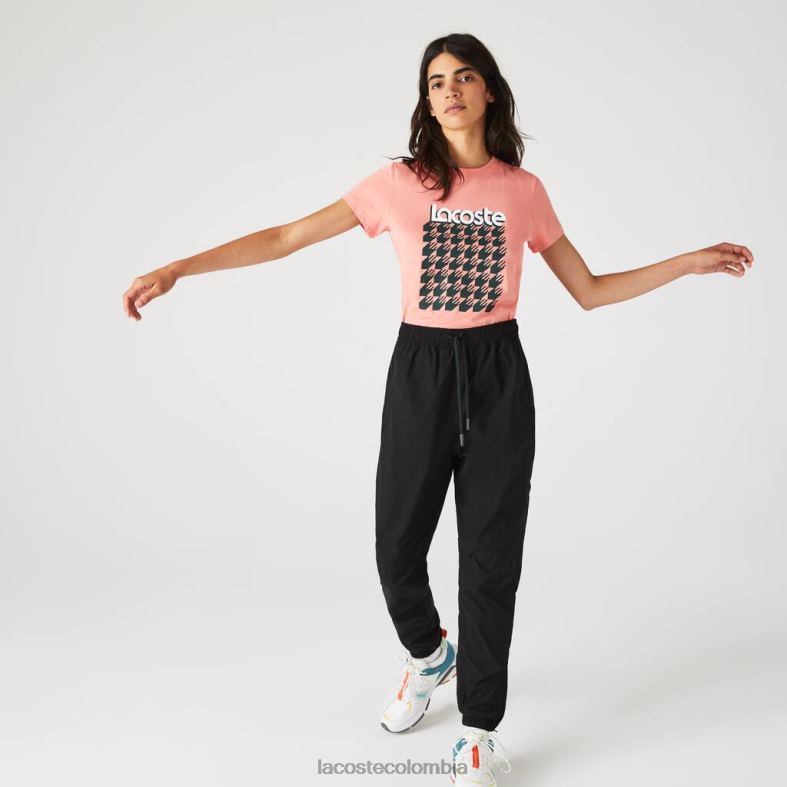 camiseta deportiva transpirable estampado pata de gallo rosa/verde/blanco/verde Lacoste ropa mujer 80XZX2596