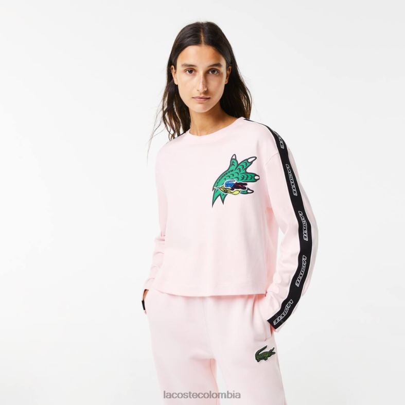 camiseta holgada con banda estampada Rosa claro Lacoste ropa mujer 80XZX2570
