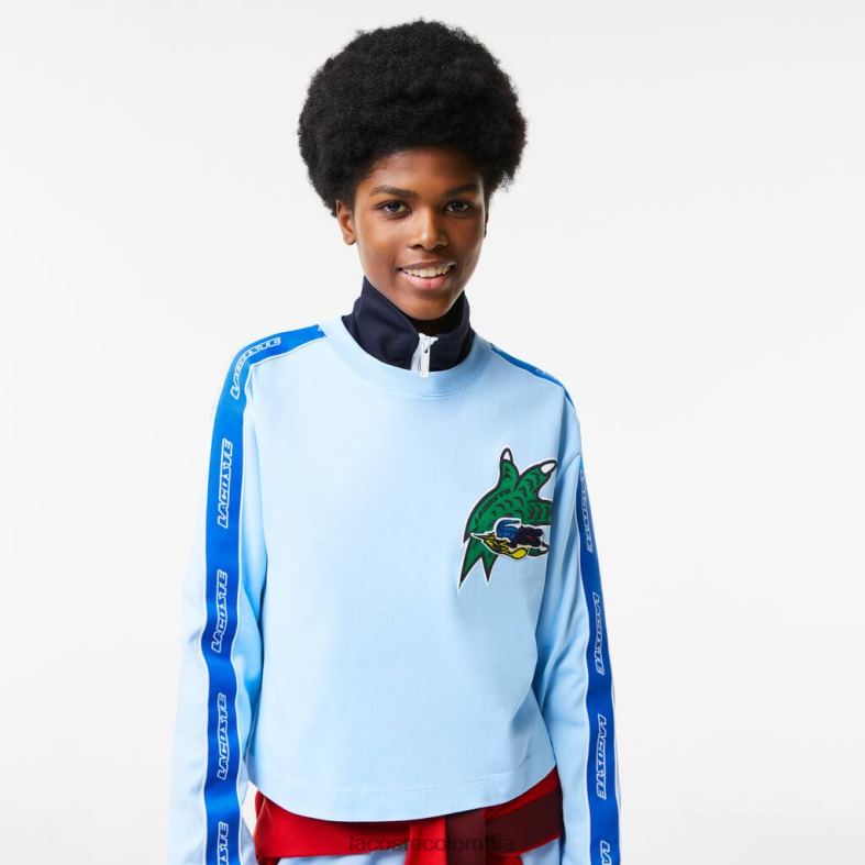camiseta holgada con banda estampada azul Lacoste ropa mujer 80XZX2571