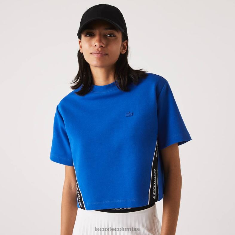 camiseta holgada con bandas estampadas azul Lacoste ropa mujer 80XZX2546