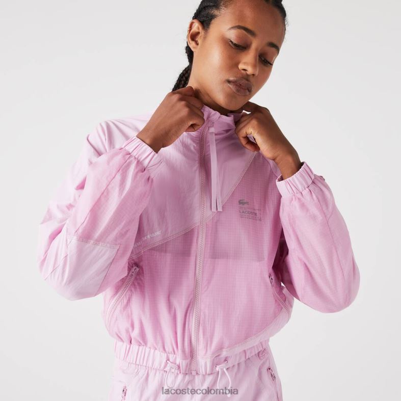 chaqueta de nailon con forro de malla rosa Lacoste ropa mujer 80XZX2627