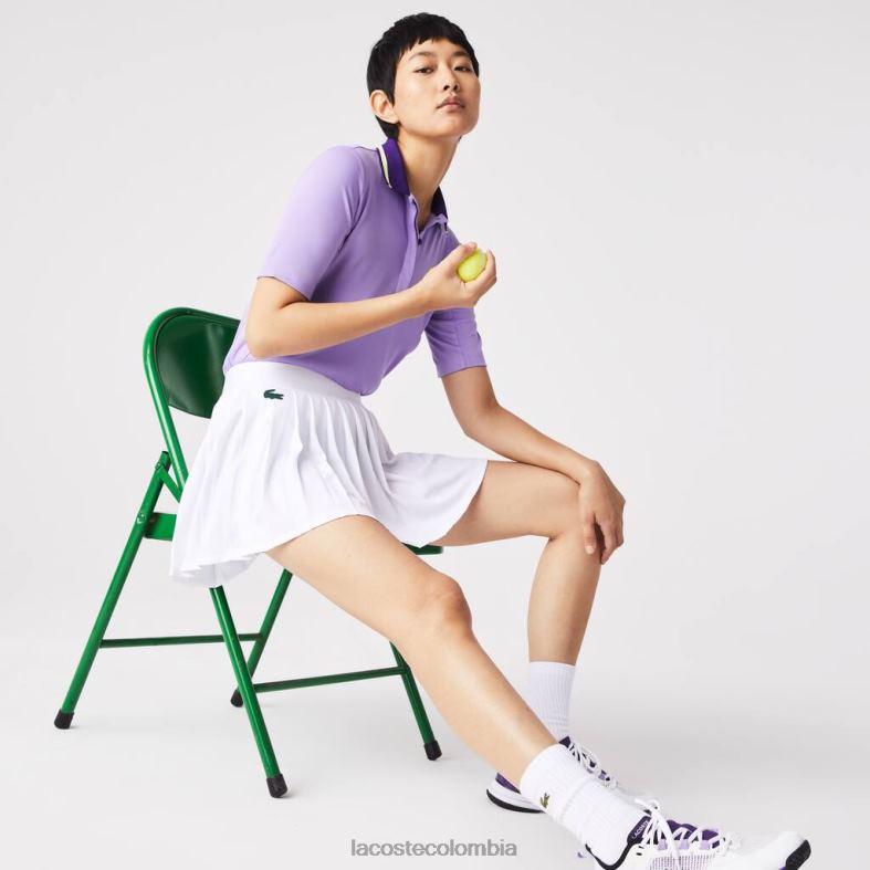 falda de tenis corta plisada deportiva incorporada blanco verde Lacoste ropa mujer 80XZX2582