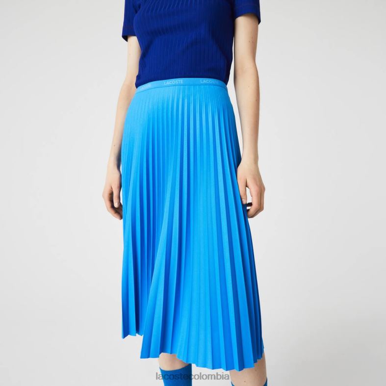 falda fluida plisada con cintura elástica azul Lacoste ropa mujer 80XZX2600