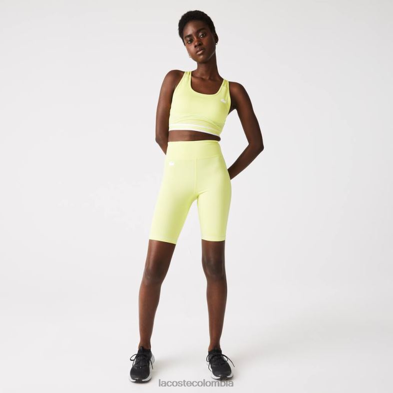 pantalones cortos de bicicleta deportiva amarillo/verde llamativo Lacoste ropa mujer 80XZX2655