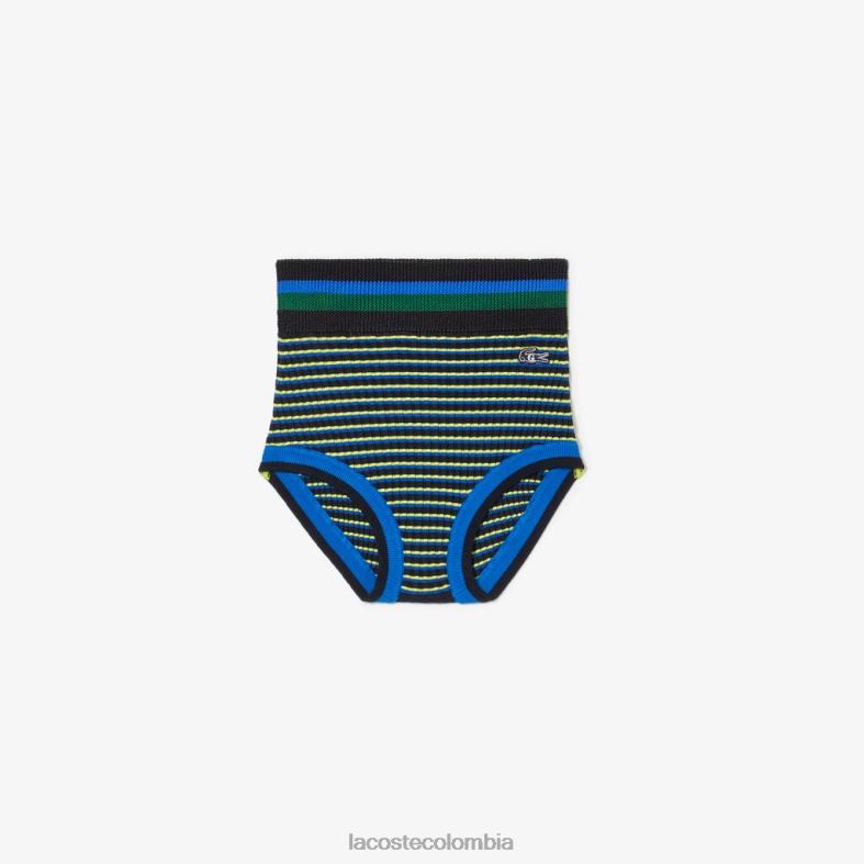 shorts de punto de canalé azul marino/azul/amarillo Lacoste x Goop ropa mujer 80XZX2668