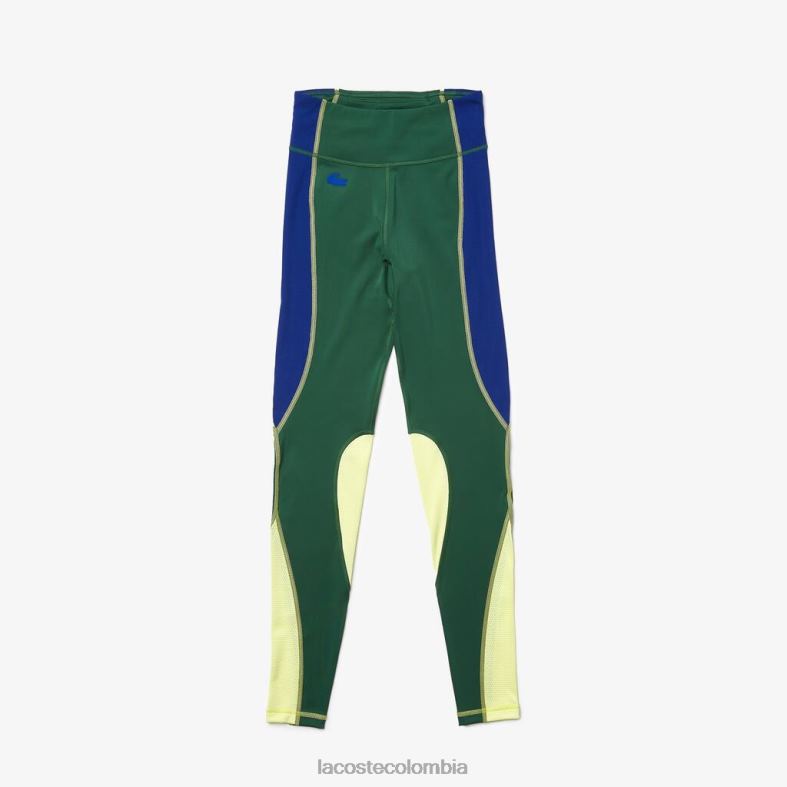 leggings deportivos con efecto tejido y bloques de color verde/azul/amarillo llamativo Lacoste ropa mujer 80XZX2534