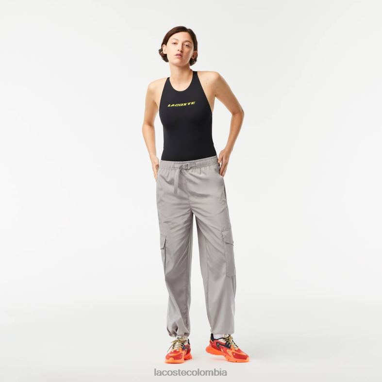 pantalones cargo de pierna ancha gris Lacoste ropa mujer 80XZX2450