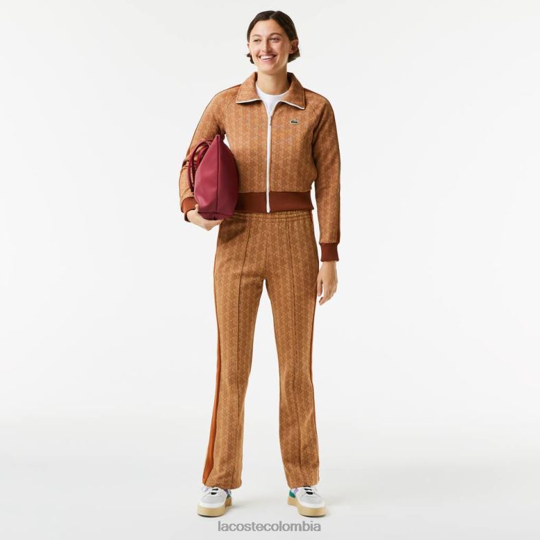 pantalones de chándal con monograma beige/marrón Lacoste ropa mujer 80XZX2536