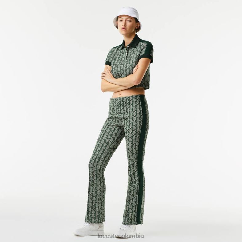 pantalones de chándal con monograma verde/beige Lacoste ropa mujer 80XZX2535