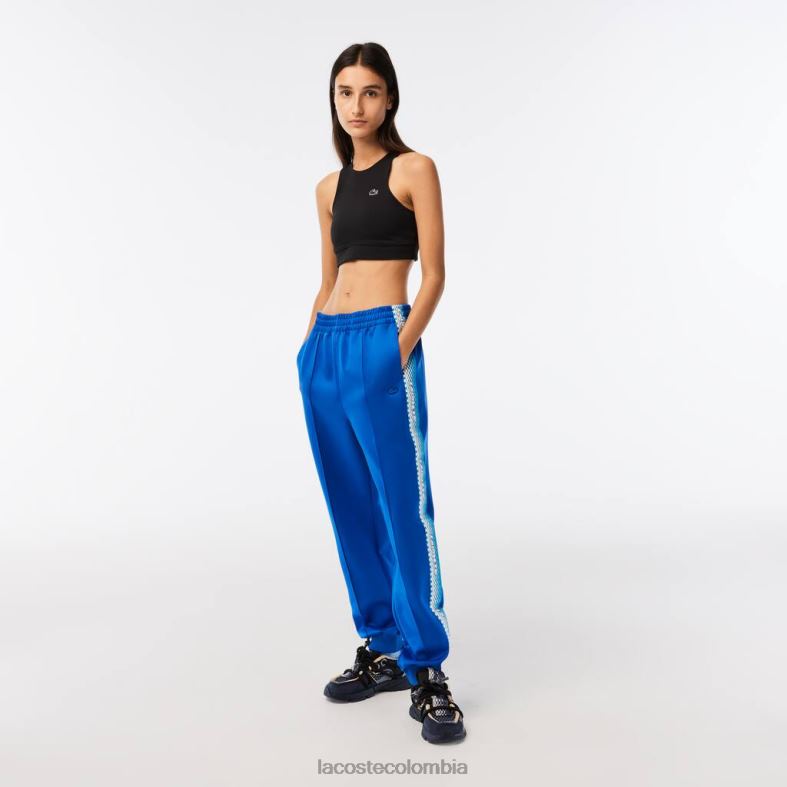 pantalones de chándal con raya del logo azul Lacoste ropa mujer 80XZX2407