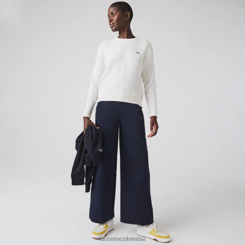 pantalones de gabardina de algodón Azul marino Lacoste ropa mujer 80XZX2652