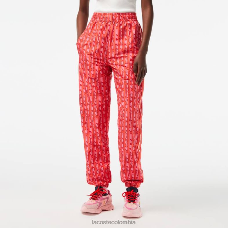 pantalones deportivos con logo estampado naranja/rojo/rosa Lacoste ropa mujer 80XZX2396