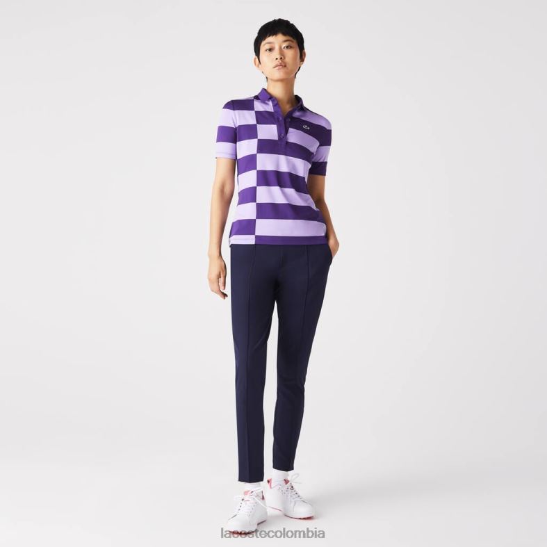 suéter deportivo de golf con rayas púrpura Lacoste ropa mujer 80XZX2490