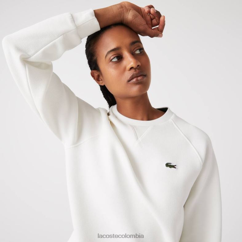 sudadera con cuello redondo en mezcla de algodón blanco Lacoste ropa mujer 80XZX2393