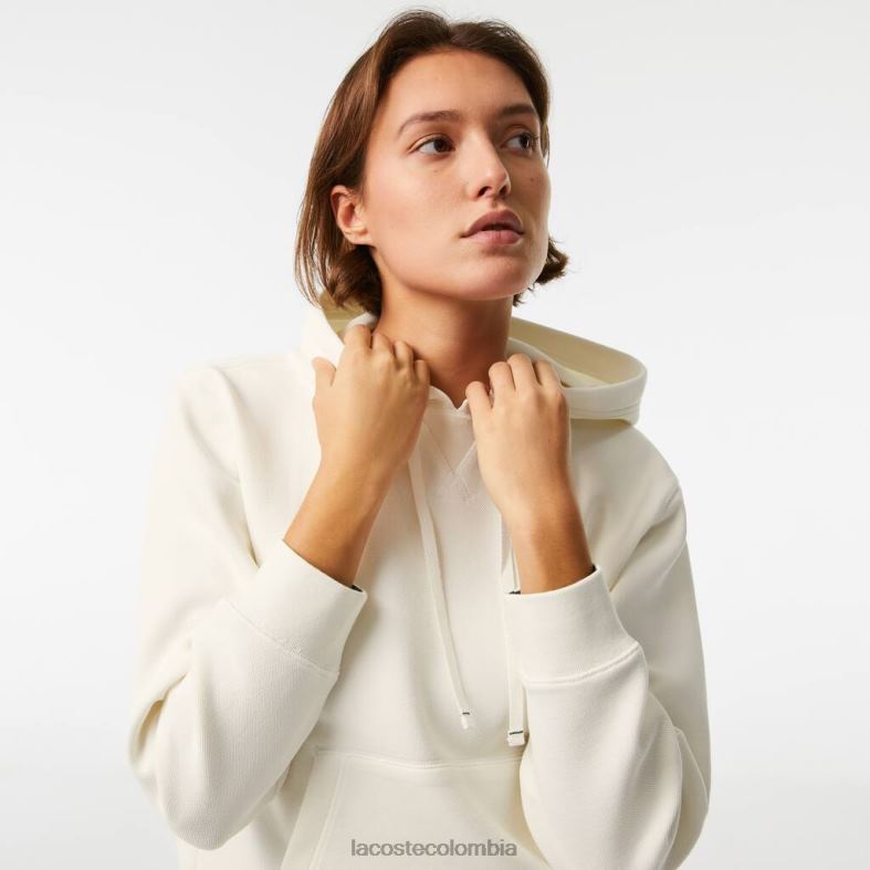 sudadera holgada en mezcla de algodón con capucha blanco Lacoste ropa mujer 80XZX2529