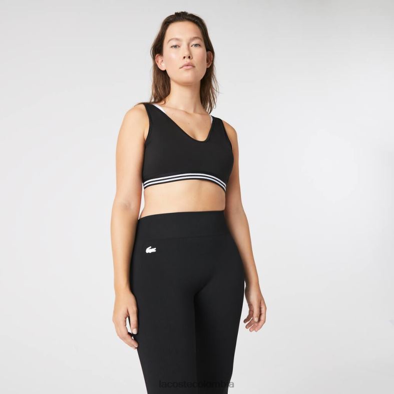 sujetador deportivo con detalles en contraste blanco negro Lacoste ropa mujer 80XZX2598