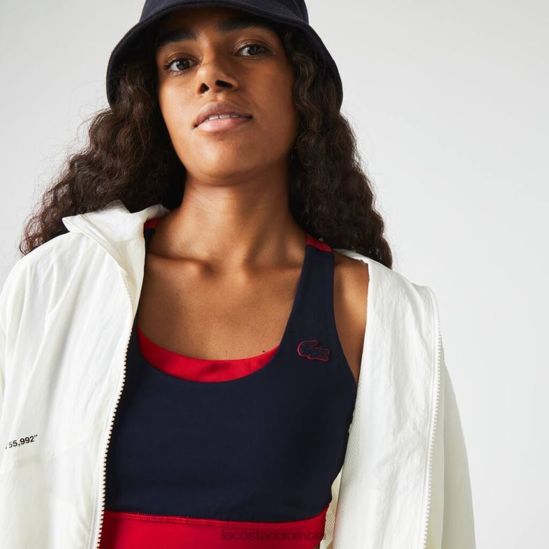 sujetador deportivo de poliéster reciclado con bloques de color azul marino/rojo/verde Lacoste ropa mujer 80XZX2575