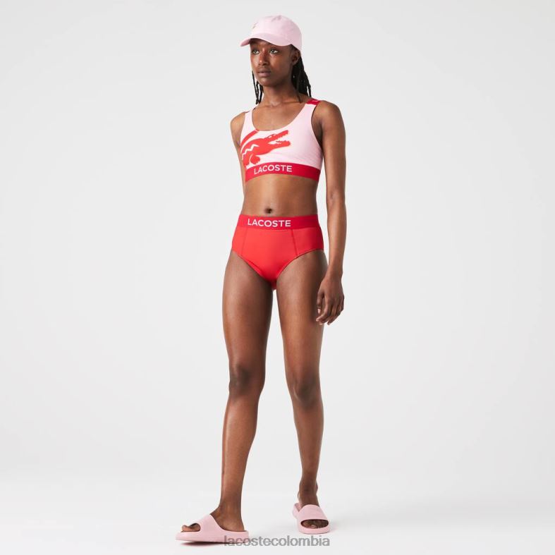 braguita de bikini estampada rojo azul Lacoste ropa mujer 80XZX2662