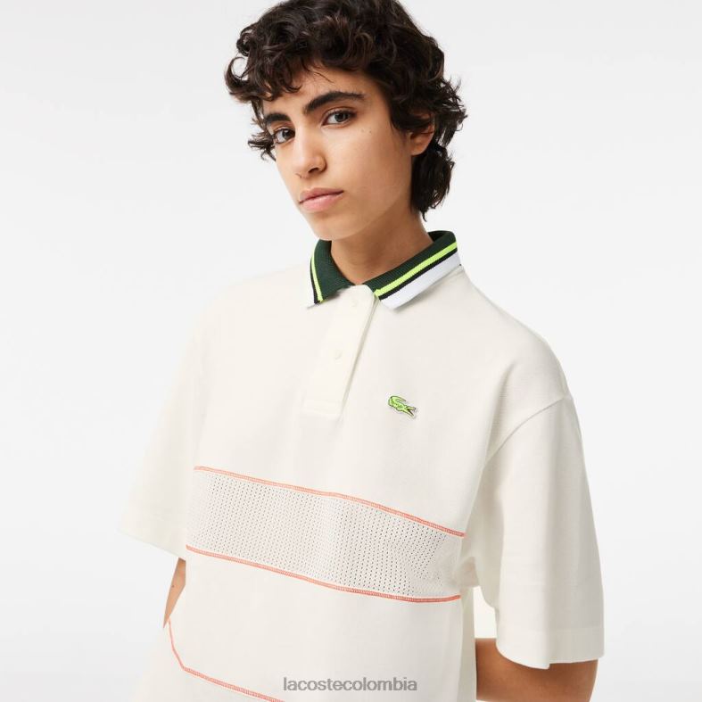 vestido polo de algodón orgánico hecho en Francia blanco Lacoste ropa mujer 80XZX2376