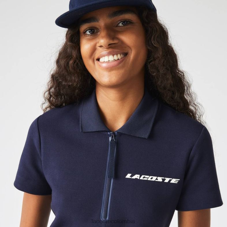 vestido tipo polo de punto de algodón con logo Azul marino Lacoste ropa mujer 80XZX2517