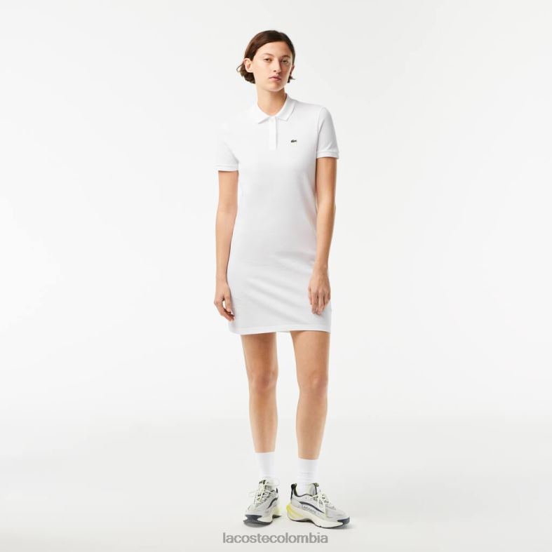 vestido tipo polo de punto de piqué blanco Lacoste ropa mujer 80XZX2360