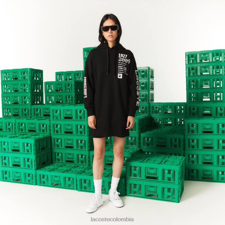 vestido con capucha de lana orgánica live x minecraft negro Lacoste ropa mujer 80XZX2522