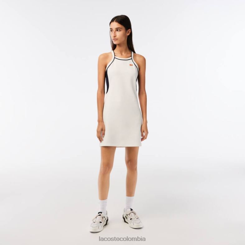 vestido de tenis de algodón orgánico hecho en Francia blanco Lacoste ropa mujer 80XZX2380