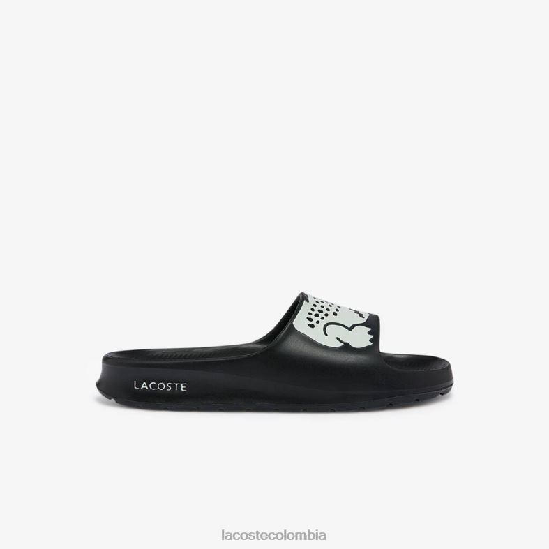 chanclas con estampado croco 2.0 de material sintético blanco negro Lacoste zapatos mujer 80XZX2698