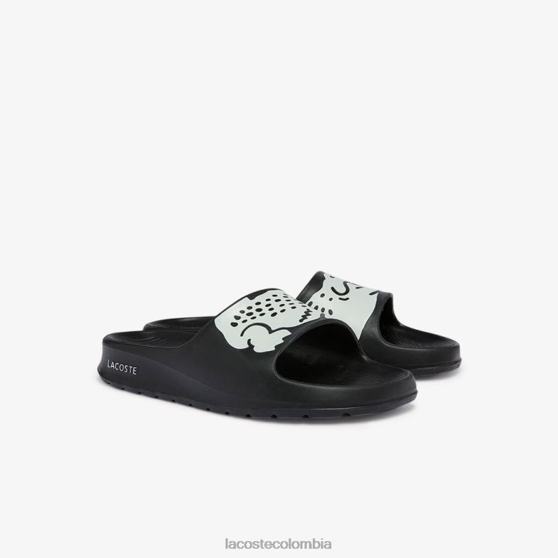chanclas con estampado croco 2.0 de material sintético blanco negro Lacoste zapatos mujer 80XZX2698