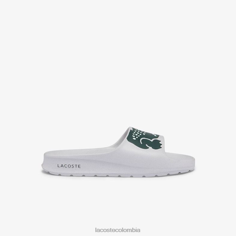 chanclas con estampado croco 2.0 de material sintético blanco y verde oscuro Lacoste zapatos mujer 80XZX2697