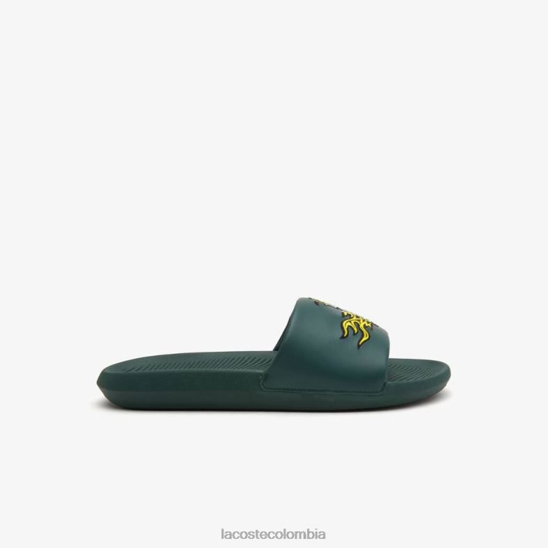 chanclas de piel sintética con efecto cocodrilo verde Lacoste zapatos mujer 80XZX2758