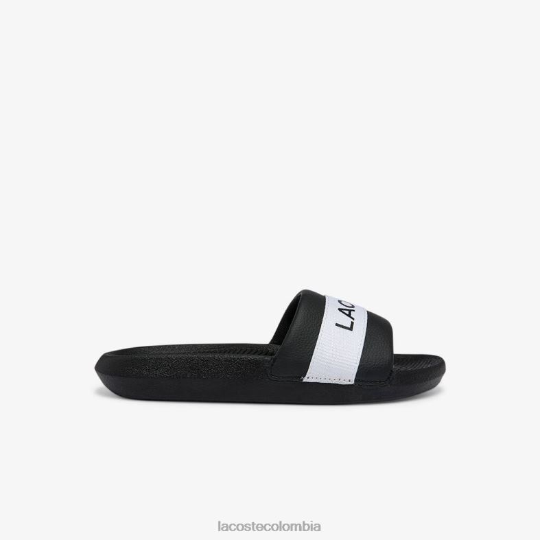 chanclas de piel sintética y tela de cocodrilo blanco negro Lacoste zapatos mujer 80XZX2709