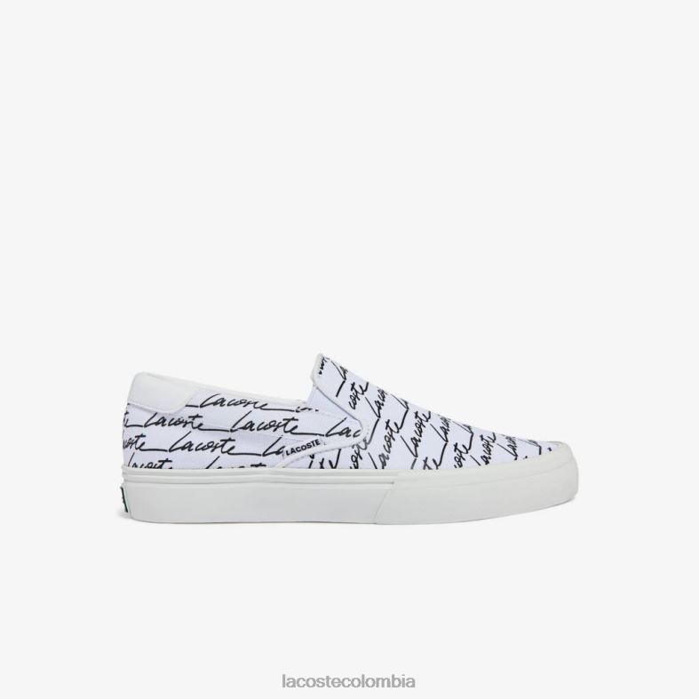 Jump Serve lienzo impreso sin cordones. blanco y blanquecino Lacoste zapatos mujer 80XZX2707