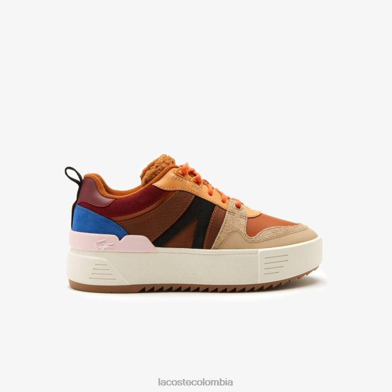 L002 zapatos de cuero de invierno para exteriores marrón/rosa Lacoste zapatos mujer 80XZX2729