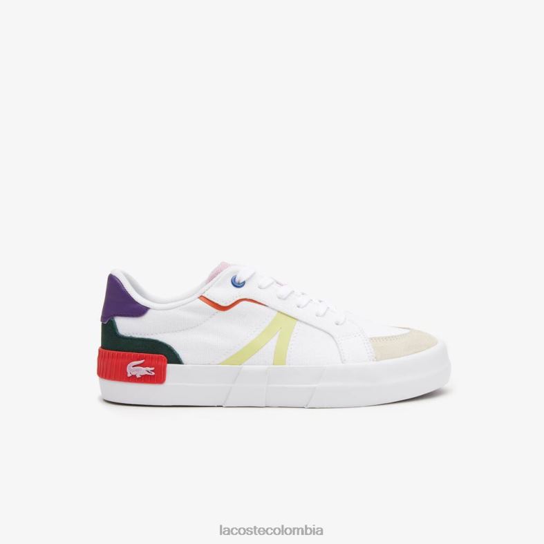 zapatillas l004 de tela con colores pop blanco roto y rosa Lacoste zapatos mujer 80XZX2730