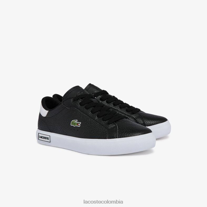 zapatillas powercourt de piel y sintetico blanco negro Lacoste zapatos mujer 80XZX2721