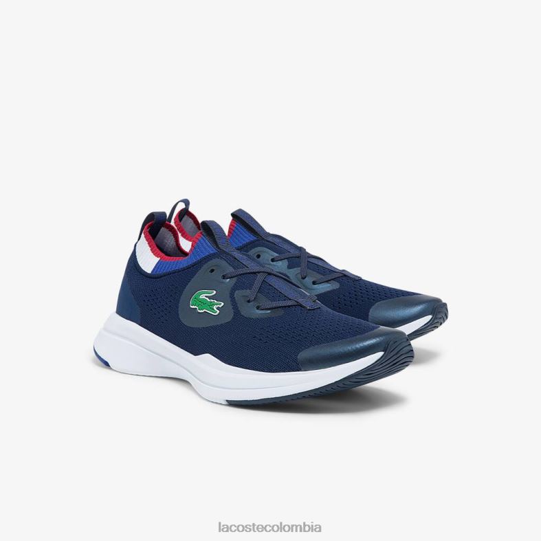 zapatillas run spin de tela tejida azul marino y blanco Lacoste zapatos mujer 80XZX2742