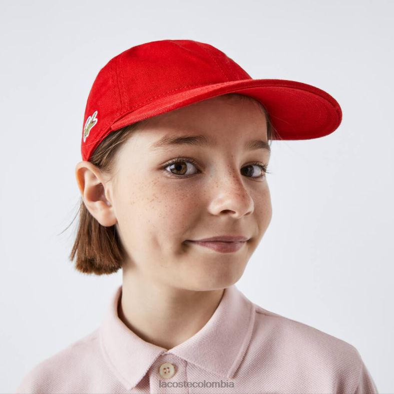 gorra de gabardina sólida rojo Lacoste accesorios niños 80XZX2279