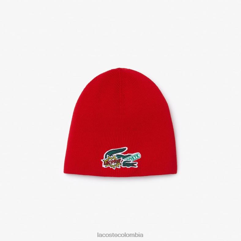 gorro con insignia con efecto de cómic rojo Lacoste accesorios niños 80XZX3277