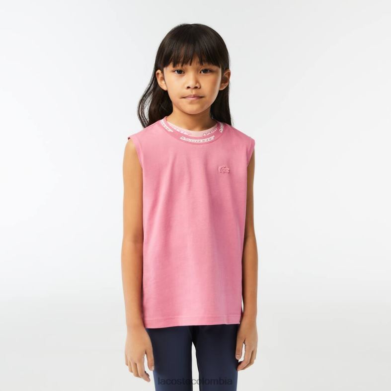 camiseta sin mangas de punto de algodón rosa Lacoste ropa niños 80XZX3017