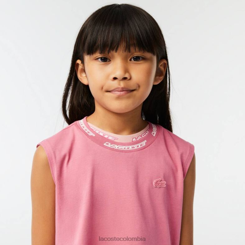 camiseta sin mangas de punto de algodón rosa Lacoste ropa niños 80XZX3017