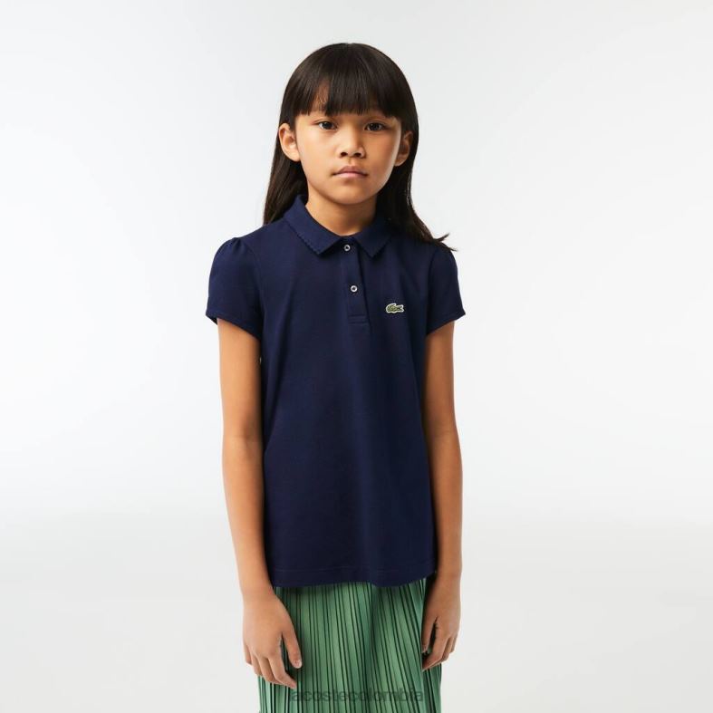 polo mini de piqué con cuello festoneado Azul marino Lacoste ropa niños 80XZX2951