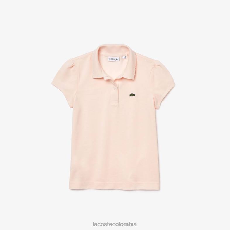 polo mini de piqué con cuello festoneado Rosa claro Lacoste ropa niños 80XZX3127