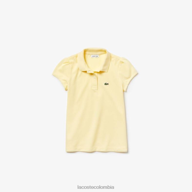 polo mini de piqué con cuello festoneado amarillo Lacoste ropa niños 80XZX2949