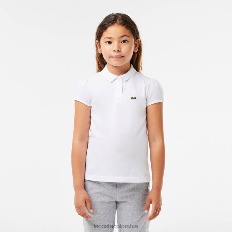 polo mini de piqué con cuello festoneado blanco Lacoste ropa niños 80XZX2950