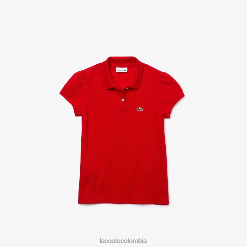 polo mini de piqué con cuello festoneado rojo Lacoste ropa niños 80XZX2948