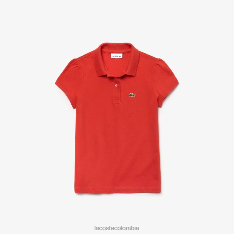 polo mini de piqué con cuello festoneado rojo Lacoste ropa niños 80XZX2963