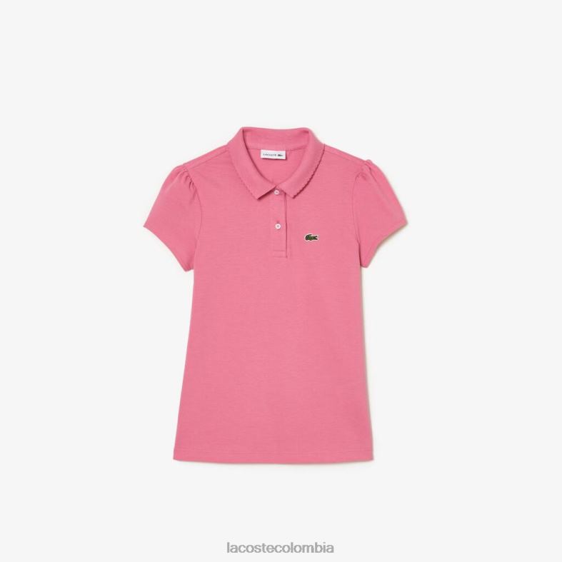 polo mini de piqué con cuello festoneado rosa Lacoste ropa niños 80XZX3037