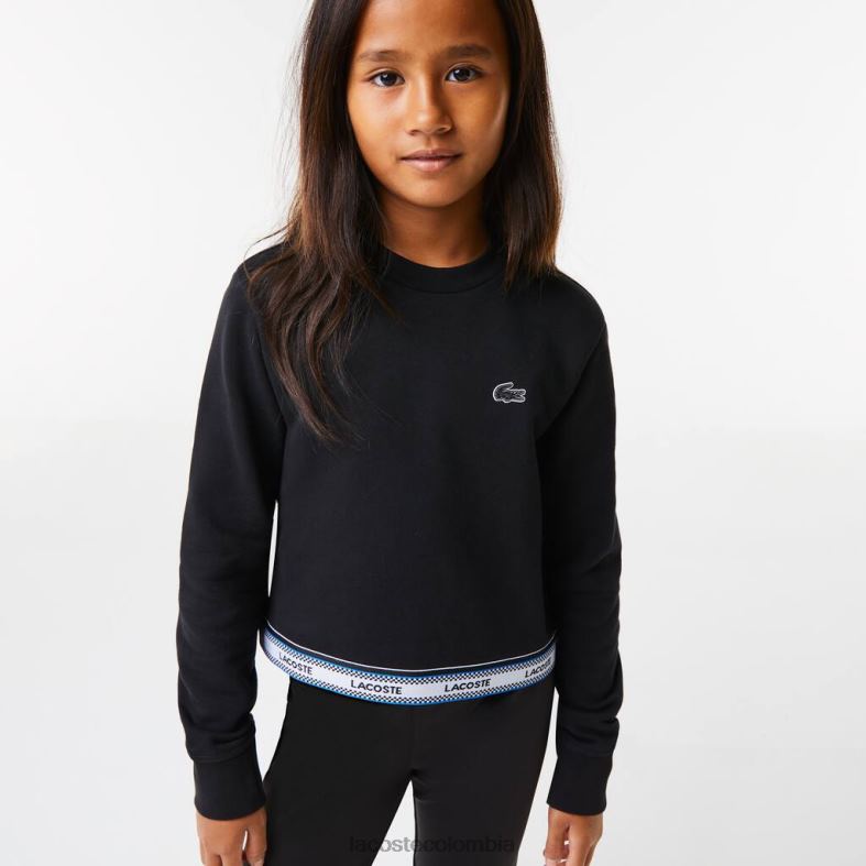 sudadera corta con banda estampada negro Lacoste ropa niños 80XZX3206