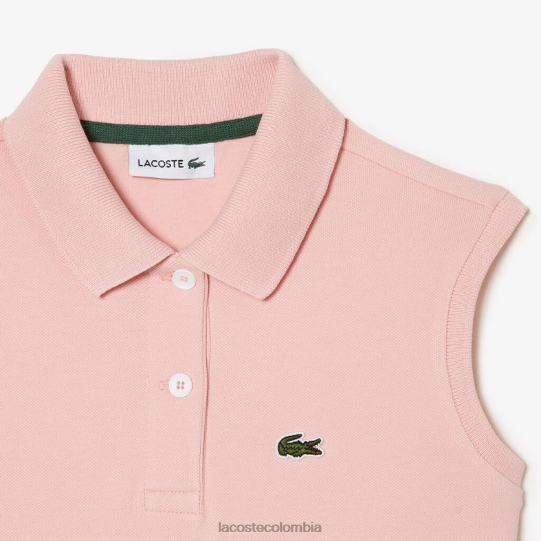 Vestido tipo polo de piqué elástico con vuelo y corte ajustado rosa Lacoste ropa niños 80XZX3077